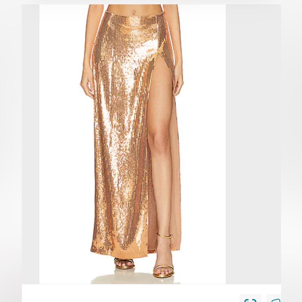 Retrofete Brown Sequin Savannah High Slit Maxi Skirt Size Medium. - Picture 7 of 7